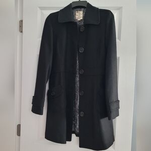 Tulle Wool Black Pea Coat